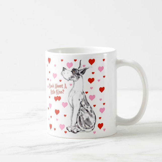 Great Dane Harlequin Valentine's Day Kiss Coffee Mug (Right)