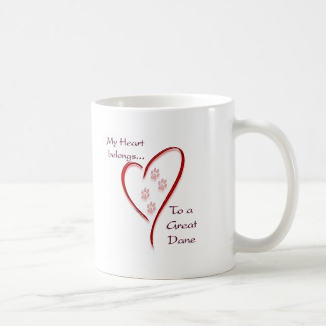 Great Dane Heart Belongs Coffee Mug (Right)