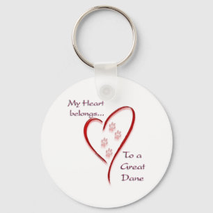 Great Dane Heart Belongs Keychain