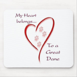 Great Dane Heart Belongs Mouse Mat
