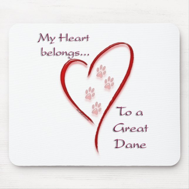 Great Dane Heart Belongs Mouse Mat (Front)