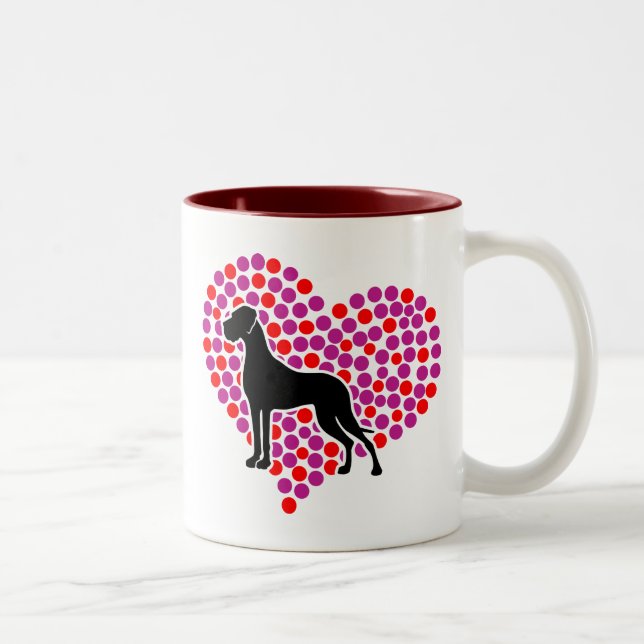 Great Dane Heart Dog Lover Two-Tone Coffee Mug (Right)