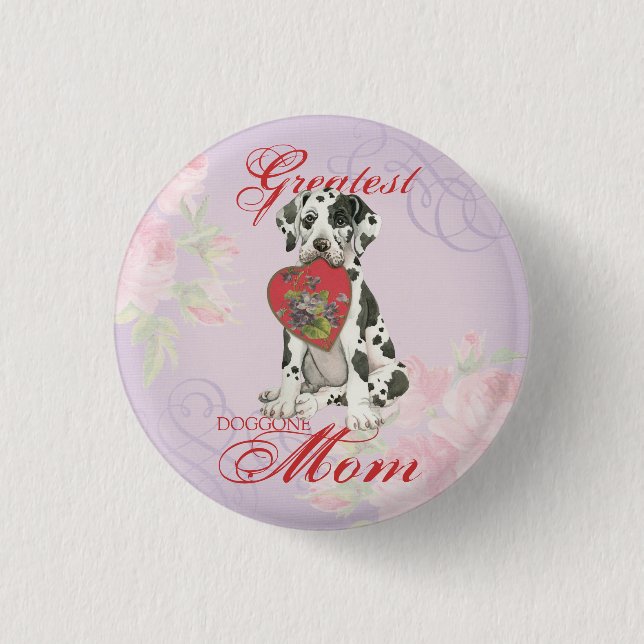 Great Dane Heart Mum 3 Cm Round Badge (Front)
