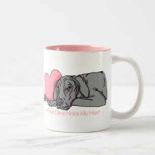 Great Dane Holds Heart Black UC Two-Tone Coffee Mug