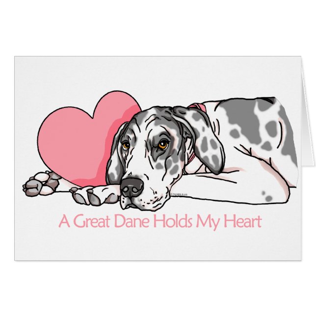 Great Dane Holds Heart Harlequin UC (Front Horizontal)