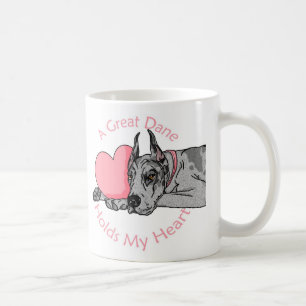 Great Dane Holds Heart Merle Coffee Mug