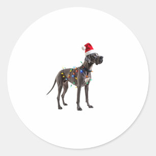 Great Dane Holiday Christmas Light (1) Classic Round Sticker