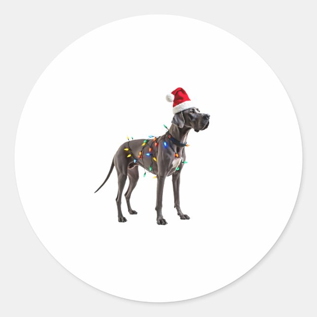 Great Dane Holiday Christmas Light  (1) Classic Round Sticker (Front)