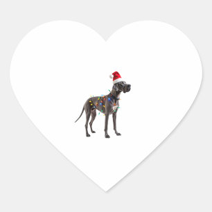 Great Dane Holiday Christmas Light (1) Heart Sticker