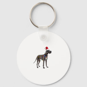 Great Dane Holiday Christmas Light (1) Key Ring