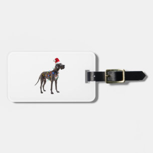 Great Dane Holiday Christmas Light  (1) Luggage Tag