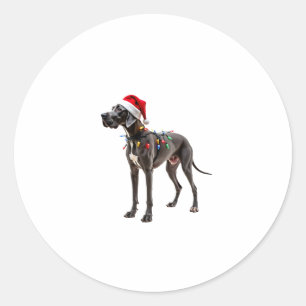 Great Dane Holiday Christmas Light (2) Classic Round Sticker