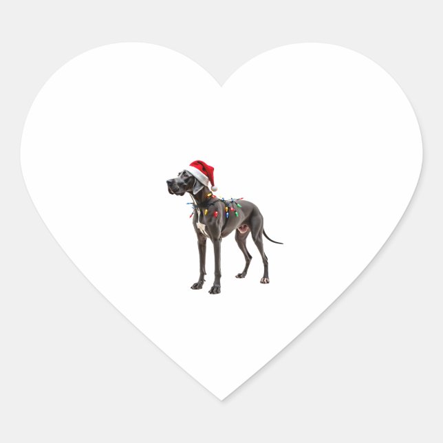 Great Dane Holiday Christmas Light  (2) Heart Sticker (Front)