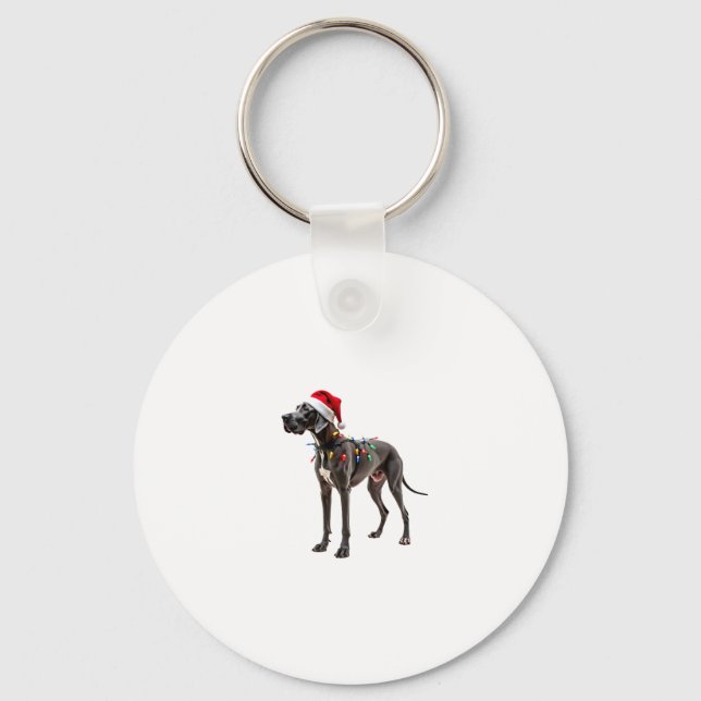 Great Dane Holiday Christmas Light  (2) Key Ring (Front)