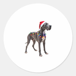 Great Dane Holiday Christmas Light (3) Classic Round Sticker