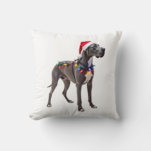 Great Dane Holiday Christmas Light  (3) Cushion (Front)