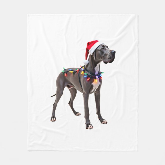 Great Dane Holiday Christmas Light  (3) Fleece Blanket (Front)