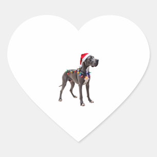 Great Dane Holiday Christmas Light (3) Heart Sticker