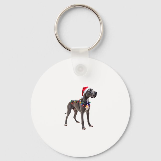 Great Dane Holiday Christmas Light  (3) Key Ring (Front)