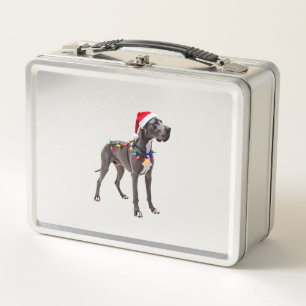 Great Dane Holiday Christmas Light (3) Metal Lunch Box