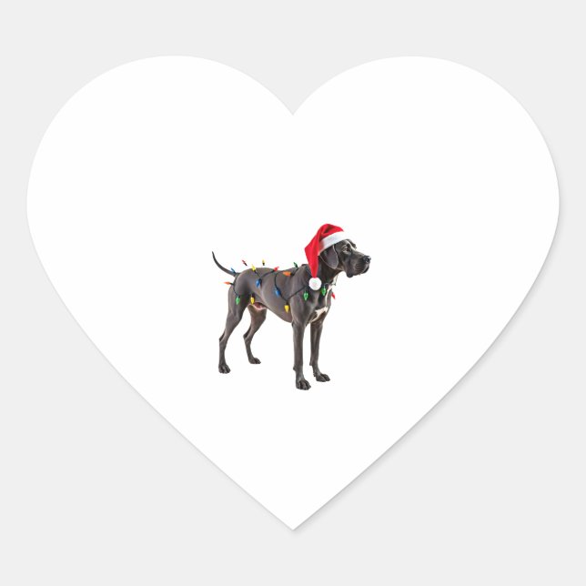 Great Dane Holiday Christmas Light  (4) Heart Sticker (Front)