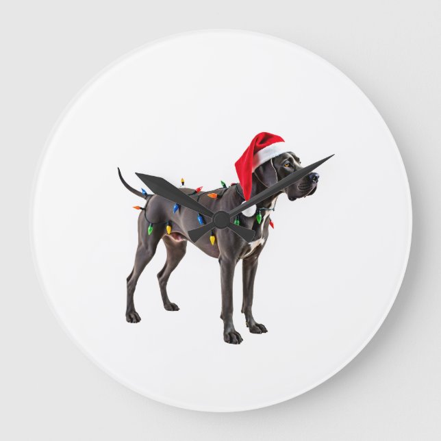 Great Dane Holiday Christmas Light  (4) Large Clock (Front)