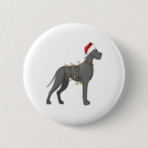 Great Dane Holiday Christmas Light 6 Cm Round Badge