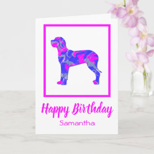 Great Dane Hot Pink Silhouette Dog Funny Birthday Card