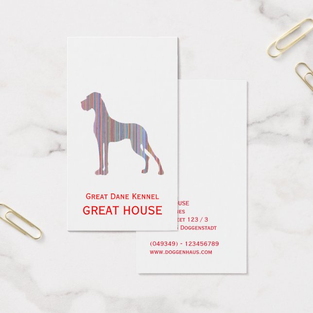 Great Dane Illustration Pastel Business Cards (Office)
