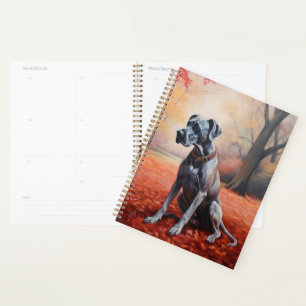 Great Dane in Autumn Leaves Fall Inspire Planner