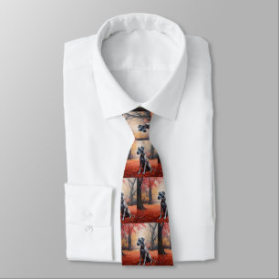 Great Dane in Autumn Leaves Fall Inspire  Tie