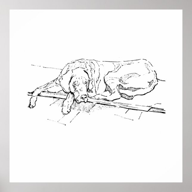 Great Dane Ink Wall Art  Minimalist  Line Drawing (Front)