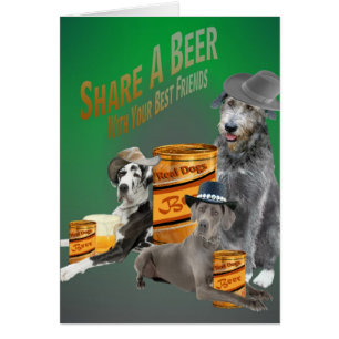 Great Dane Irish Wolfhound Share A Beer Cards
