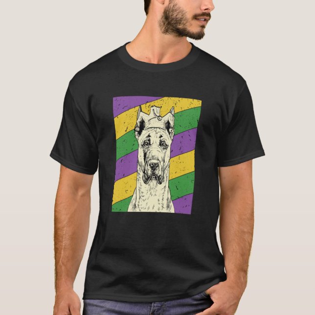 Great Dane Jester Mardi Gras Dog Mom or Dad T-Shirt (Front)
