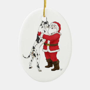 Great Dane Jowly Christmas Greeting Ceramic Tree Decoration