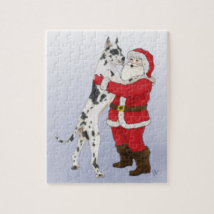 Great Dane Jowly Christmas Greeting Jigsaw Puzzle