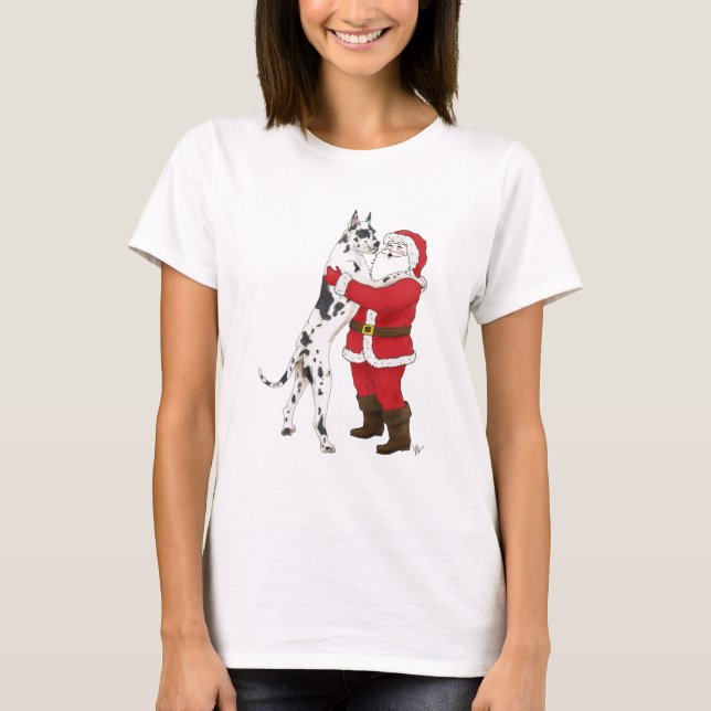 Great Dane Jowly Christmas Greeting T-Shirt (Front)