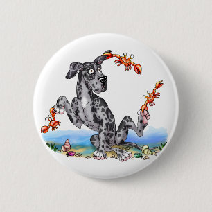 Great Dane Kinda Crabby Merle UC 6 Cm Round Badge