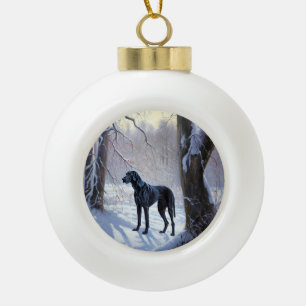 Great Dane Let It Snow Christmas  Ceramic Ball Christmas Ornament