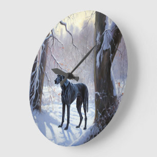 Great Dane Let It Snow Christmas Large Clock