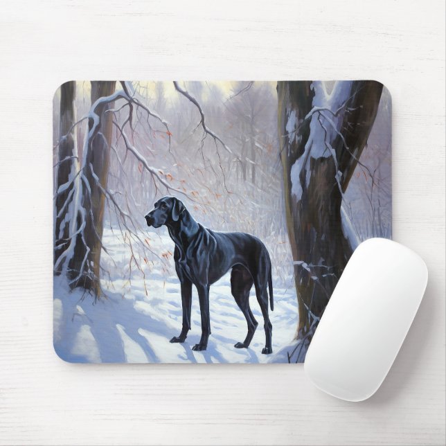 Great Dane Let It Snow Christmas  Mouse Mat (With Mouse)
