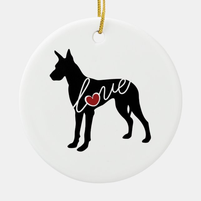 Great Dane Love Ceramic Tree Decoration (Front)