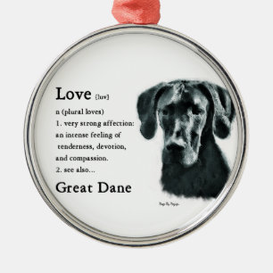 Great Dane Love Is Metal Tree Decoration