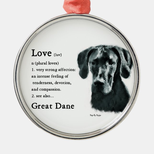 Great Dane Love Is Metal Tree Decoration (Front)