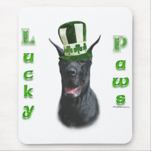 Great Dane Lucky Paws; St. Patty's Day Great Dane Mouse Mat