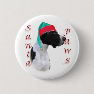 Great Dane (mantle) Santa Paws 6 Cm Round Badge