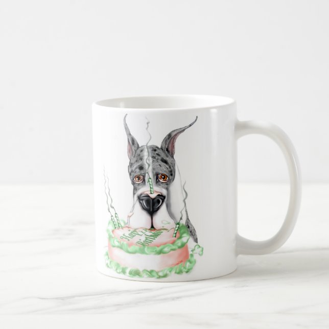 Great Dane Merle Birthday Cake Coffee Mug (Right)