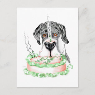 Great Dane Merle UC Birthday Cake Invitation
