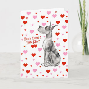 Great Dane Merle Valentine's Day Kiss Holiday Card