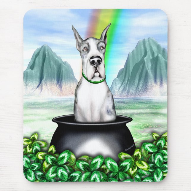 Great Dane MerleB Pot O Gold Mouse Mat (Front)